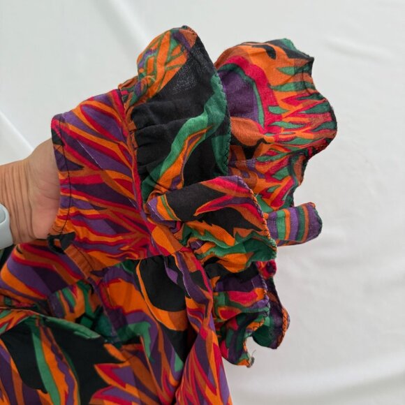 House of Harlow 1960 Short Ruffle Flutter Sleeve Meadow Pink Print Size Medium - Picture 4 of 8